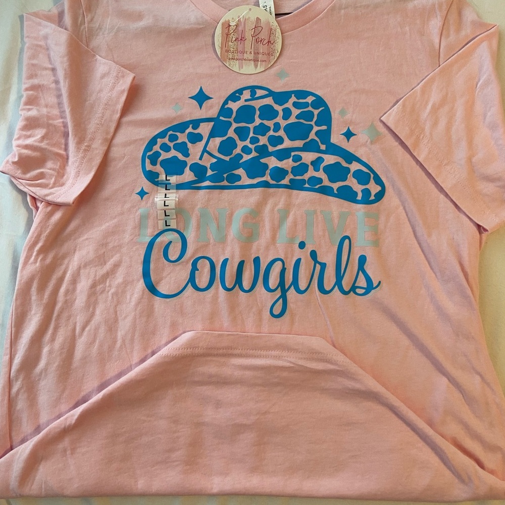 Bella Canvas Pink T-Shirt with Blue Graphic